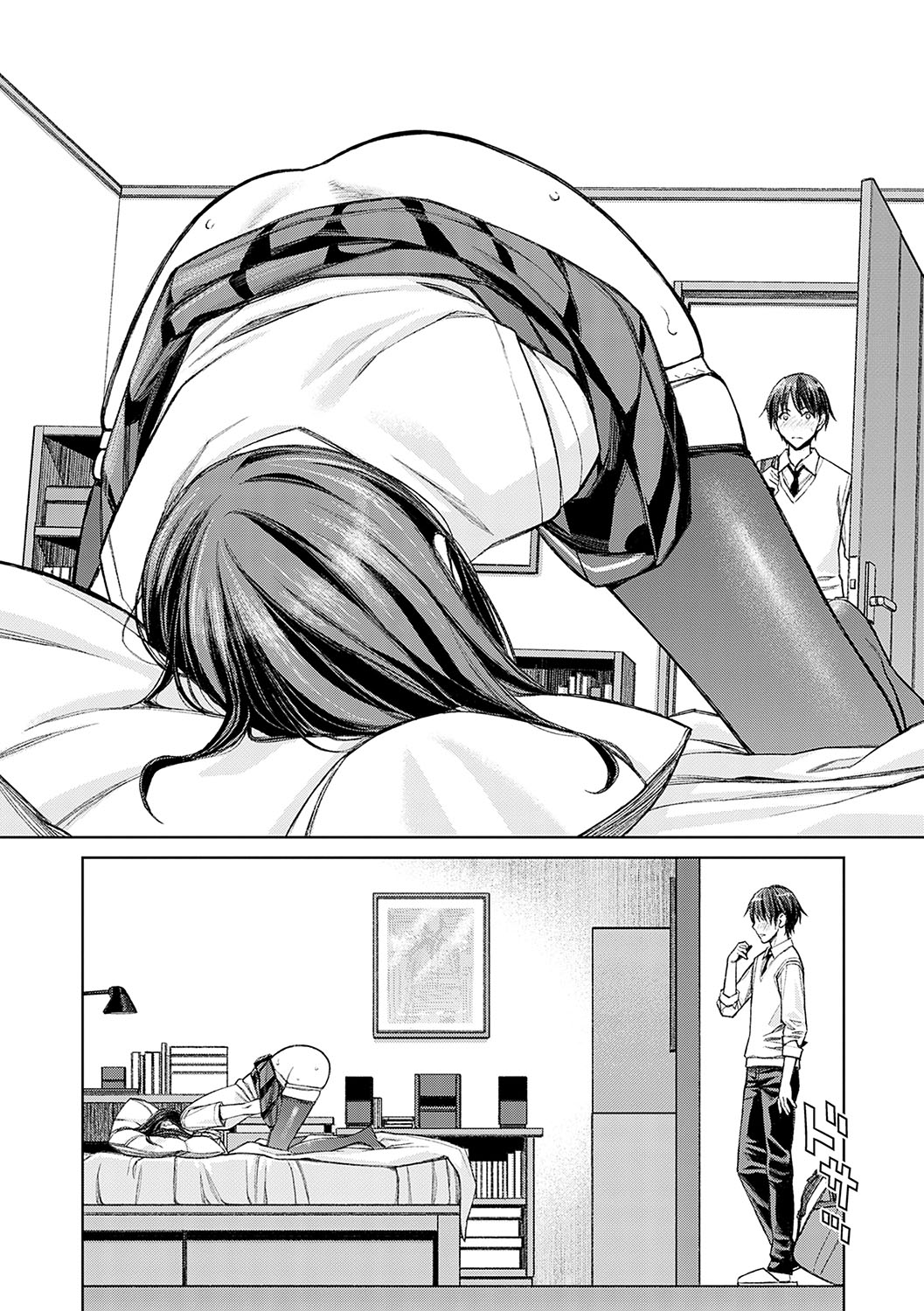 【エロ漫画】弟と妹がエッチしている隣の部屋でJK姉が盗み聞きしながらおっぱいやおまんこ弄ってオナニーしちゃう【高野真之：大好きな弟が血の繋がってない妹に取られそうでヤキモキするお姉ちゃんの話。】