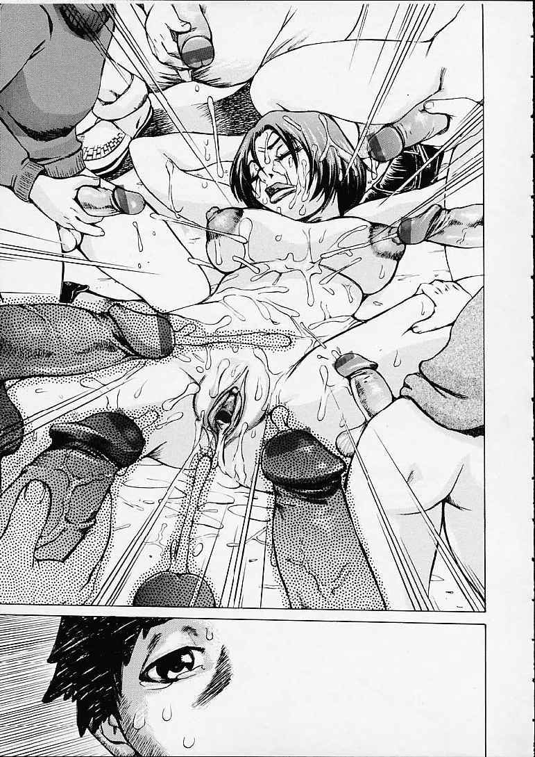 【エロ漫画】男たちに拘束され犯されちゃう巨乳のお姉さん…輪姦レイプでザーメンをぶっかけられながら中出しセックスしちゃう【吉良広義：Hang Off】