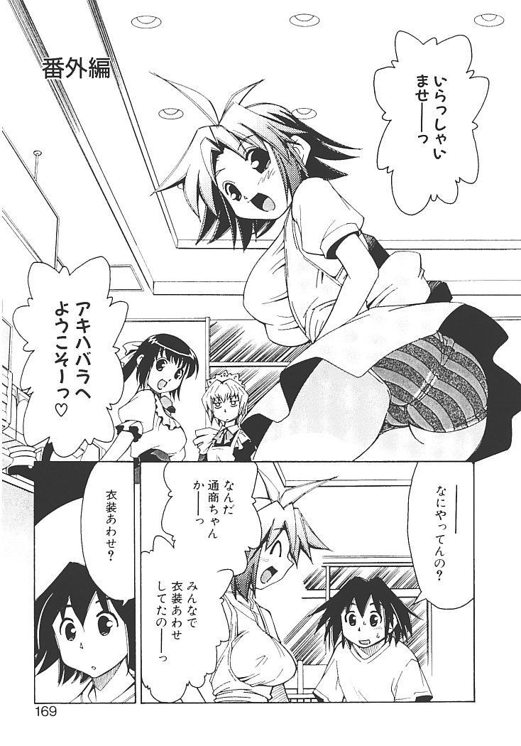 【エロ漫画】衣装あわせをするお姉さん…ウエイトレス衣装がエスカレートしていくと裸でエプロン姿で過激になっちゃう【みずきひとし：アキハバラへようこそ】